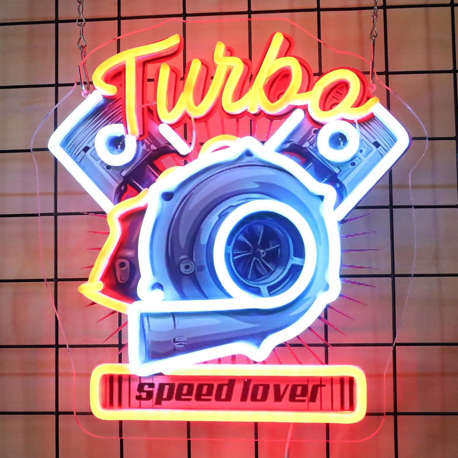 Auto Repair Shop Signs - Неоновая вывеска с турбированным двигателем, светодиодная,
