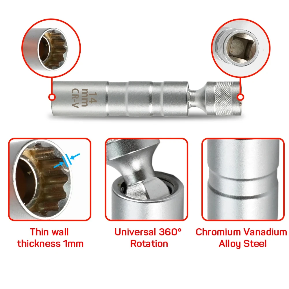 16 мм с магнитными тонкостенны – обзор и цена Spark Plug Socket Set