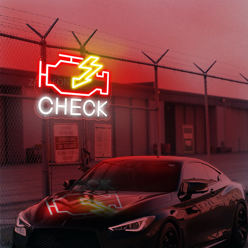Проверьте двигатель Неоновая в – обзор и цена Auto Repair Shop Signs