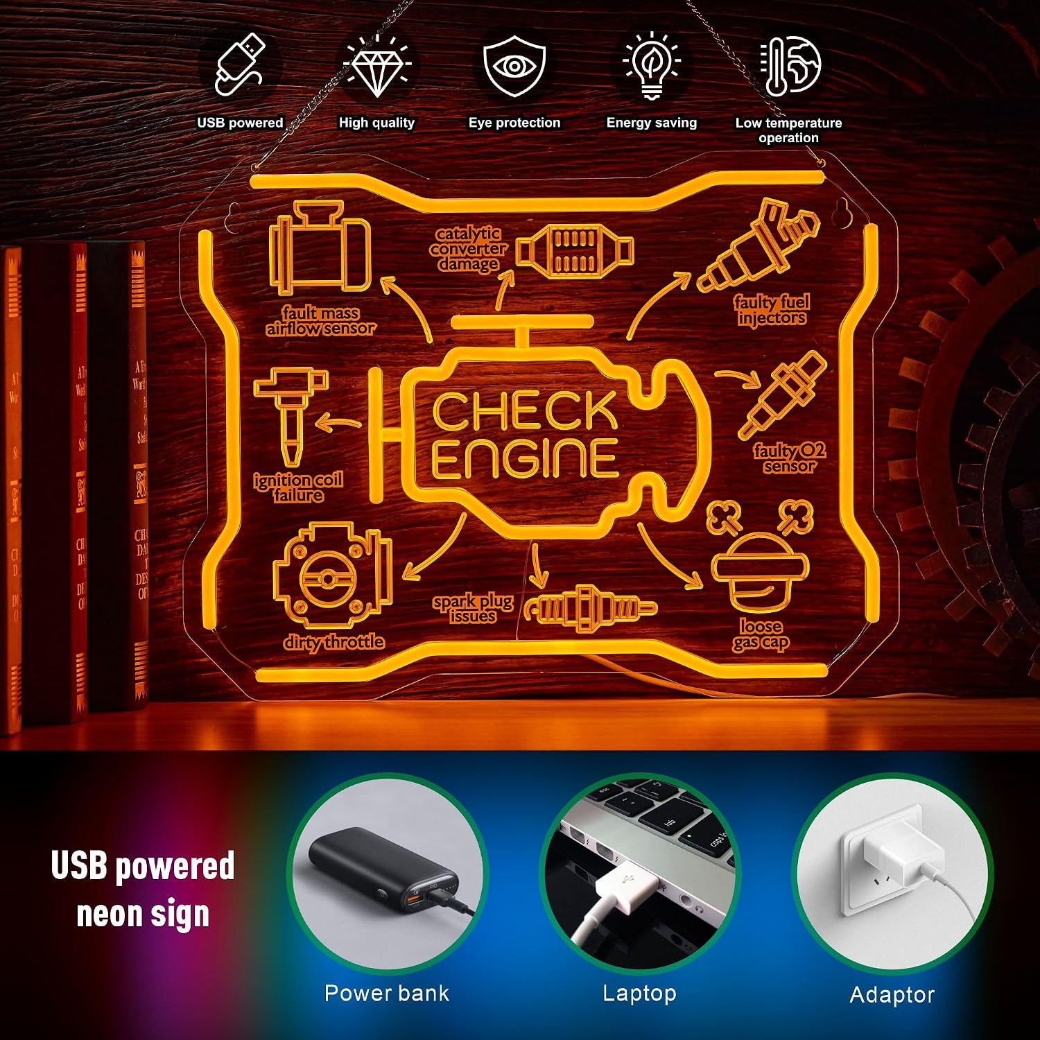 Неоновая вывеска «Check Engine – обзор и цена Auto Repair Shop Signs